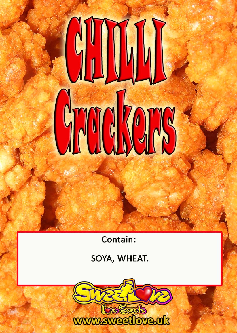Vending label for Chilli Crackers.